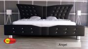 černá kožená postel Angel