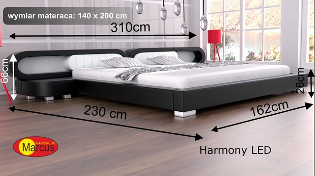 Čalouněné postele Harmony Led 140x200